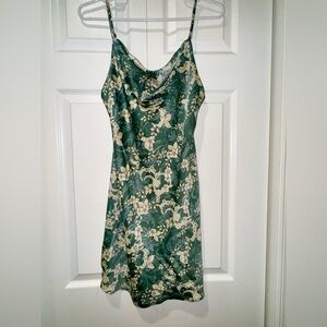 Urban Outfitters Floral Green Slip cowl neck Dress. EUC Size Small